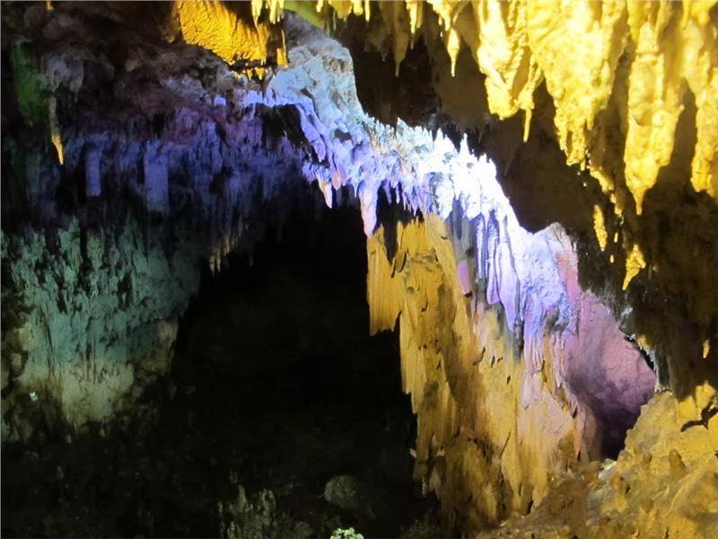 Spectacular stalactites in Mo Luong Cave
