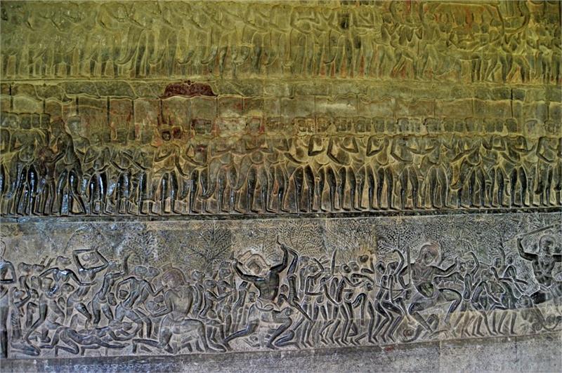 Điêu khắc có ở khắp nơi trên từng cm của tầng địa ngục ở đền Angkor Wat