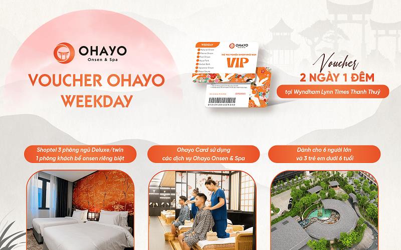 Voucher Ohayo Onsen 2 ngày 1 đêm nghỉ dưỡng 5 sao tại Wyndham Lynn Times Thanh Thủy